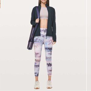 Lululemon Wunder Under High Rise 7/8 Leggings Purple Blue Floral Size 10